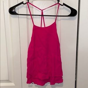 pink ruffled tank